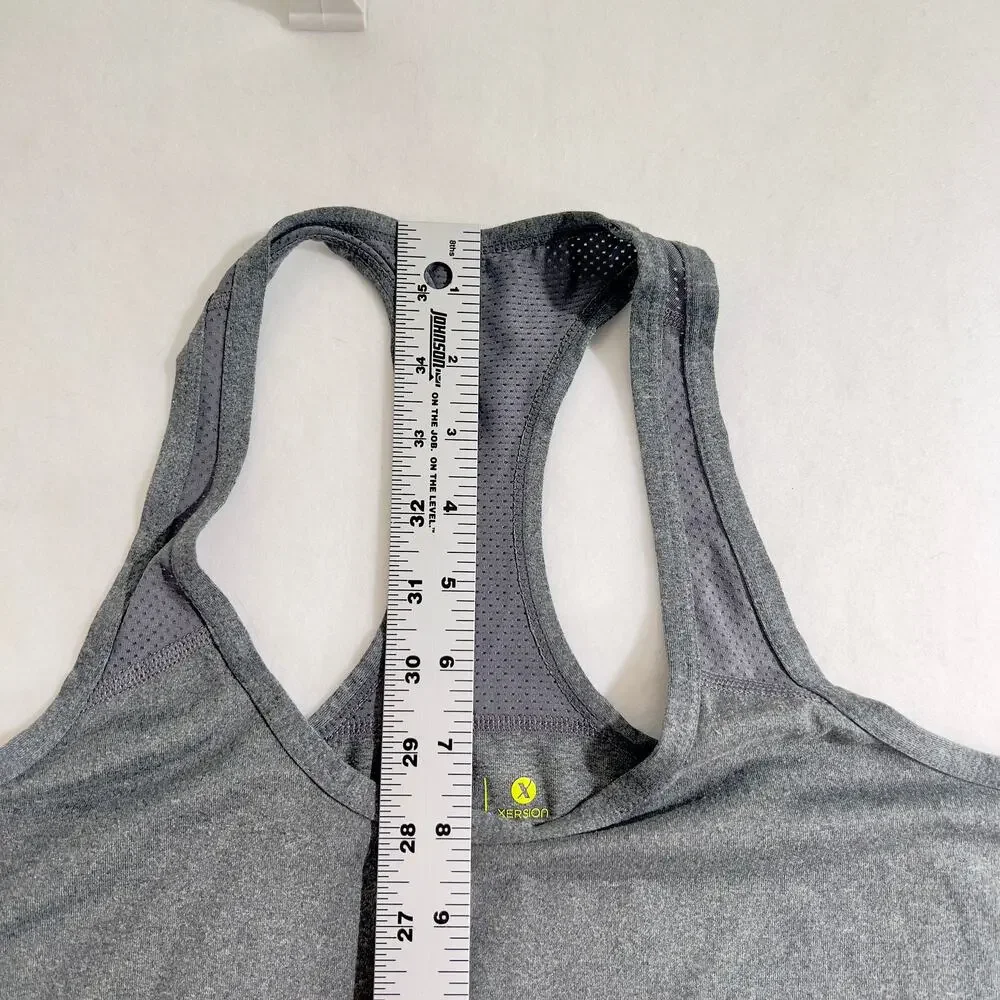 Xersion Performance Workout Top Woman's XS Slim Fit Grey Racer Back Straps Tank